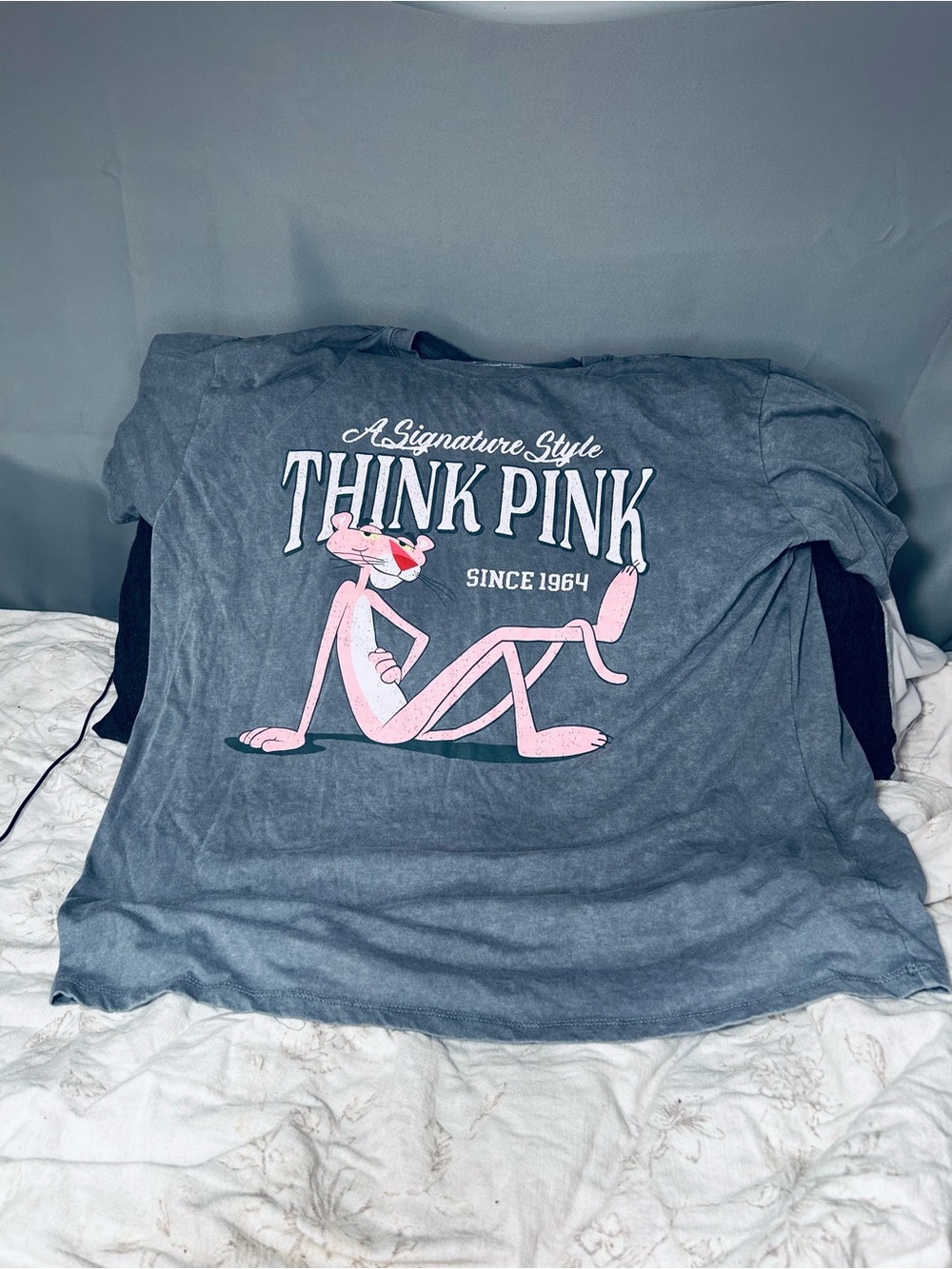 Pink Panther "Think Pink" Tee — Grey, XLarge